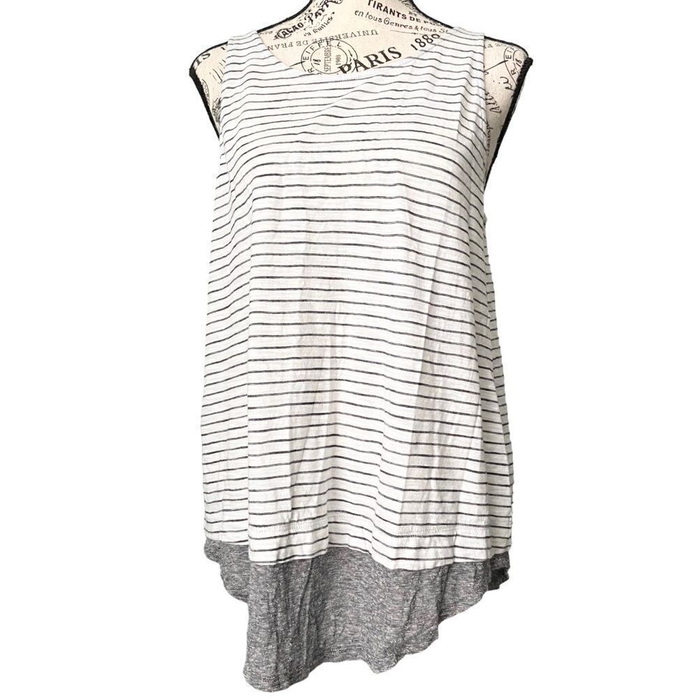 Vince Black and White Striped Tank Top 100% Cotton in Size Large